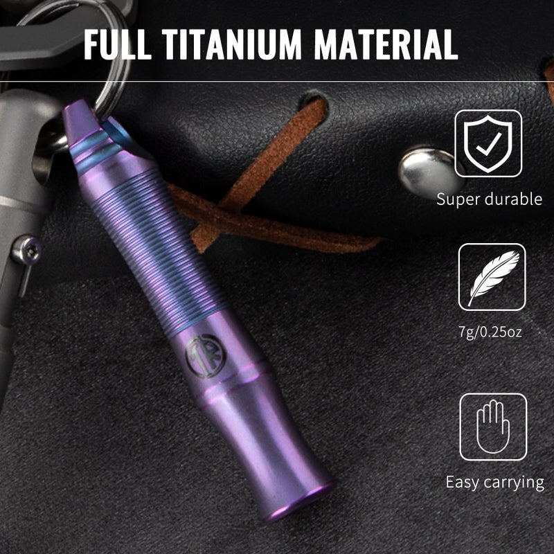 TACRAY Titanium Whistle â€“ Ultra-Loud 120+ dB, CNC Machined, Lightweight & Durable â€“ Perfect for Emergency Survival, Hiking, Camping, and Outdoor Safety â€“ Includes Stainless Steel Chain (Purple) - Image 2